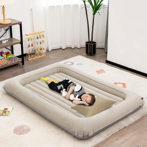Safstar Inflatable Toddler Travel Bed, Kids Air Mattress Set w/Electric Pump, 4 Sides Safety Bumper & 2-in-1 Multifunctional Design - 1 of 4