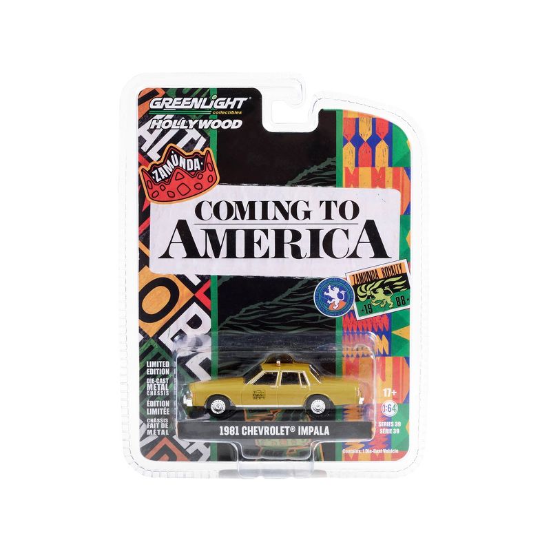 1981 Chevrolet Impala Taxi Yellow "Coming to America" (1988) Movie "Hollywood Series" 1/64 Diecast Model Car by Greenlight, 3 of 4