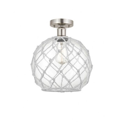 Farmhouse Rope - 1 Light Semi-Flush Mount In Industrial Style-12.75 Inches Tall and 10 Inches Wide