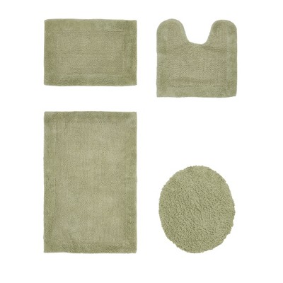 Edge Bath Rug 100% Premium Cotton Ultra-Soft Water Absorbent Tufted Solid Reversible 4 Piece Bathroom Rug Set for Machine Washable Bathmat