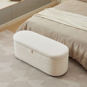 NicBex Modern 45" Storage Bench Boucle Accent Stool with Cushioned Top for Entryway and Living Room - 1 of 4