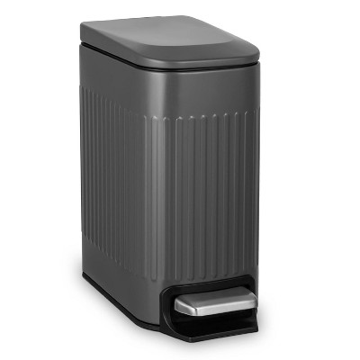 Slim Bathroom Trash Can with Lid Soft Close, 6 Liter/1.6 Gallon Stainless Steel Small Garbage Can