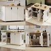 51" Fluted Kitchen Island on Wheels, with Drop Leaf, Internal Storage Rack and Towel Rack, for Kitchen, Dining Room - 3 of 4