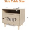 Acekool Boho Rattan Nightstand with Charging Station, USB & Type-C Ports, Storage Drawer, Solid Wood Legs, for Bedroom and Living Room, Natural - 3 of 4