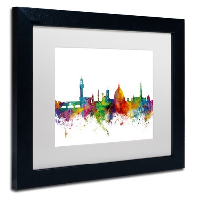 Trademark Fine Art -Michael Tompsett 'Florence Italy Skyline White' Matted Framed Art