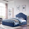 Queen Cordeaux Fully-Upholstered Bed Navy Blue - Christopher Knight Home: Nailhead, No Box Spring Required - 2 of 4