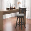 Tangkula 30.5" Swivel Bar Stool Bar Height w/ Curved Backrest & Rubber Wood Legs - 3 of 4