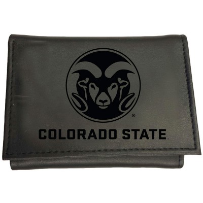 Evergreen NCAA Colorado State Rams Black Leather Trifold Wallet Officially Licensed with Gift Box