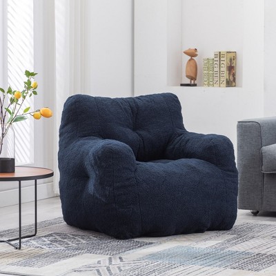 Soft Teddy Fabric Tufted Foam Bean Bag Chair