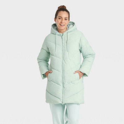 Women's Mid Length Matte Puffer Jacket - A New Day™ Mint XS