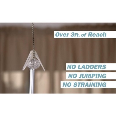 Telescoping Rod with Grabber for Ceiling Fan Chains, 3-Foot, Silver and Black