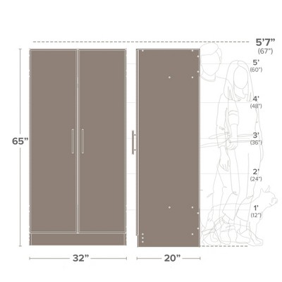 Elite 32" Espresso Wardrobe Cabinet with Hanging Rod and Shelves