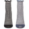 MeMoi Women's 2 Pair Pack Gingham Anklet Black-Blue 9-11 - 2 of 2