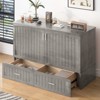 Mjkone Murphy Cabinet Bed, Queen Murphy Bed with Tri-Folding Mattress and Charging Ports, Drawer - 3 of 4