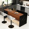 JUJABU 63" Modern Kitchen Island with Marble-Style Countertop and Grille Panel Design for Dining or Living Room - 3 of 4