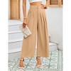 Women High Waisted Wide Leg Palazzo Pants, Flowy Pants Loose Fit Elastic Waist Pleated Trousers Comfy Elegant Business Casual Straight Leg Dress Pants - 4 of 4
