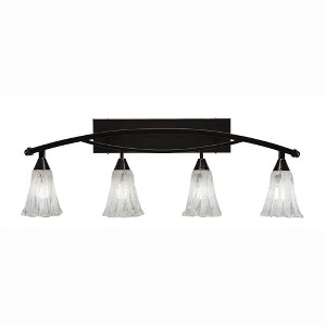 Toltec Lighting Bow 4 - Light Vanity in  Black Copper with 5.5" Fluted Italian Ice Shade - 1 of 1