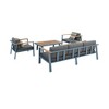Nertpow 4-Piece Teak Wood Outdoor Patio Set in Gray Finish with Gray Cushions ¨C Loveseat, 2 Chairs, Coffee Table - 3 of 4