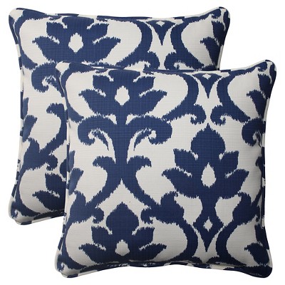 outdoor pillows blue and white