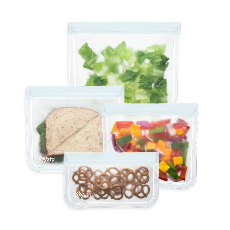 (re)zip Leak-proof Clear Essential Reusable Food Storage Bag - Snack, Lunch &#38; Gallon - 4ct, 4 of 15