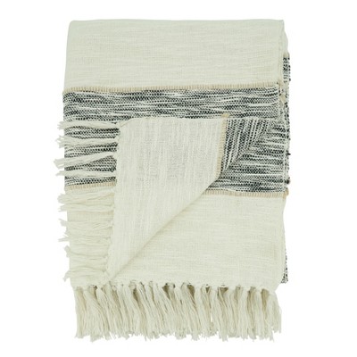 Cozy Comfort Stripe Design Black Cotton Throw Blanket