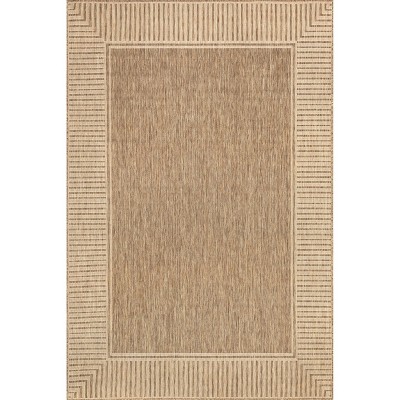 Nuloom Asha Striped Border Stain Resistant High Traffic Outdoor Area Rug