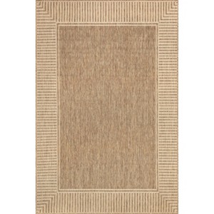 nuLOOM Asha Striped Border Stain Resistant High Traffic Outdoor Area Rug - 1 of 4