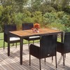 vidaXL Patio Table with Wooden Top, Black 59.1"x35.4"x29.5" Poly Rattan - 2 of 4