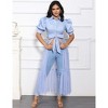 Women's Casual Mesh See Through Shirts Long Dresses with Belt V Neck Button Down Club Party Outfit - 2 of 4