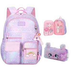 Generic Girls Backpack,Rainbow Backpack for Girls-Kawaii Purple School Bookbag - 1 of 4