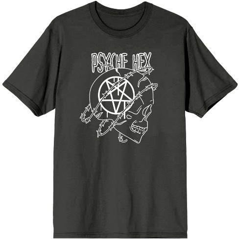 Halloween Psyche Hex Pentagram Skull Men's Charcoal T-Shirt - image 1 of 3