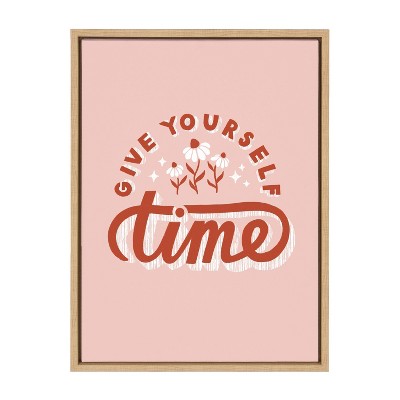 18" x 24" Sylvie Give Yourself Time Framed Canvas by Maria Filar Natural - Kate & Laurel All Things Decor