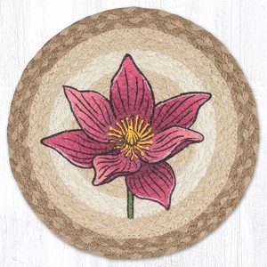 Earth Rugs Nature-Inspired Kitchen Decor – Hand-Stenciled Lily Jute Trivet - 1 of 3