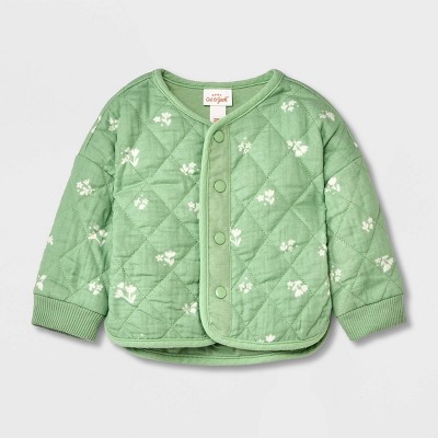 Baby Girls' Diamond Quilted Denim Jacket - Cat & Jack™ Green 6-9M