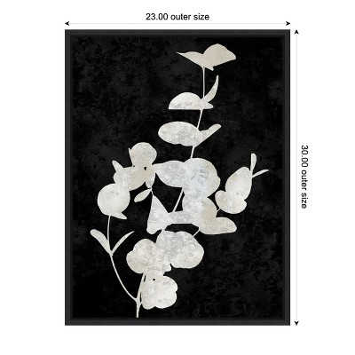 Plant Life White on Black Canvas Print with Black Floater Frame