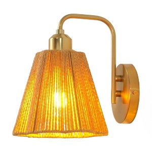 Parrot Uncle 9'' 1-Light Gold Farmhouse Rope Wall Sconce - 1 of 4