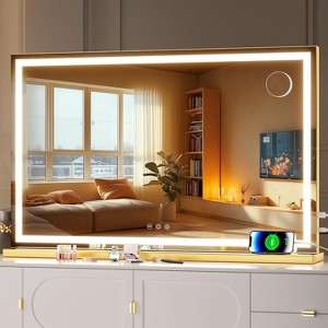 Vanity Mirror with Lights, LED Makeup Mirror with Dimmable 3 Color Modes, Touch Screen Control, Square White Design - 1 of 4