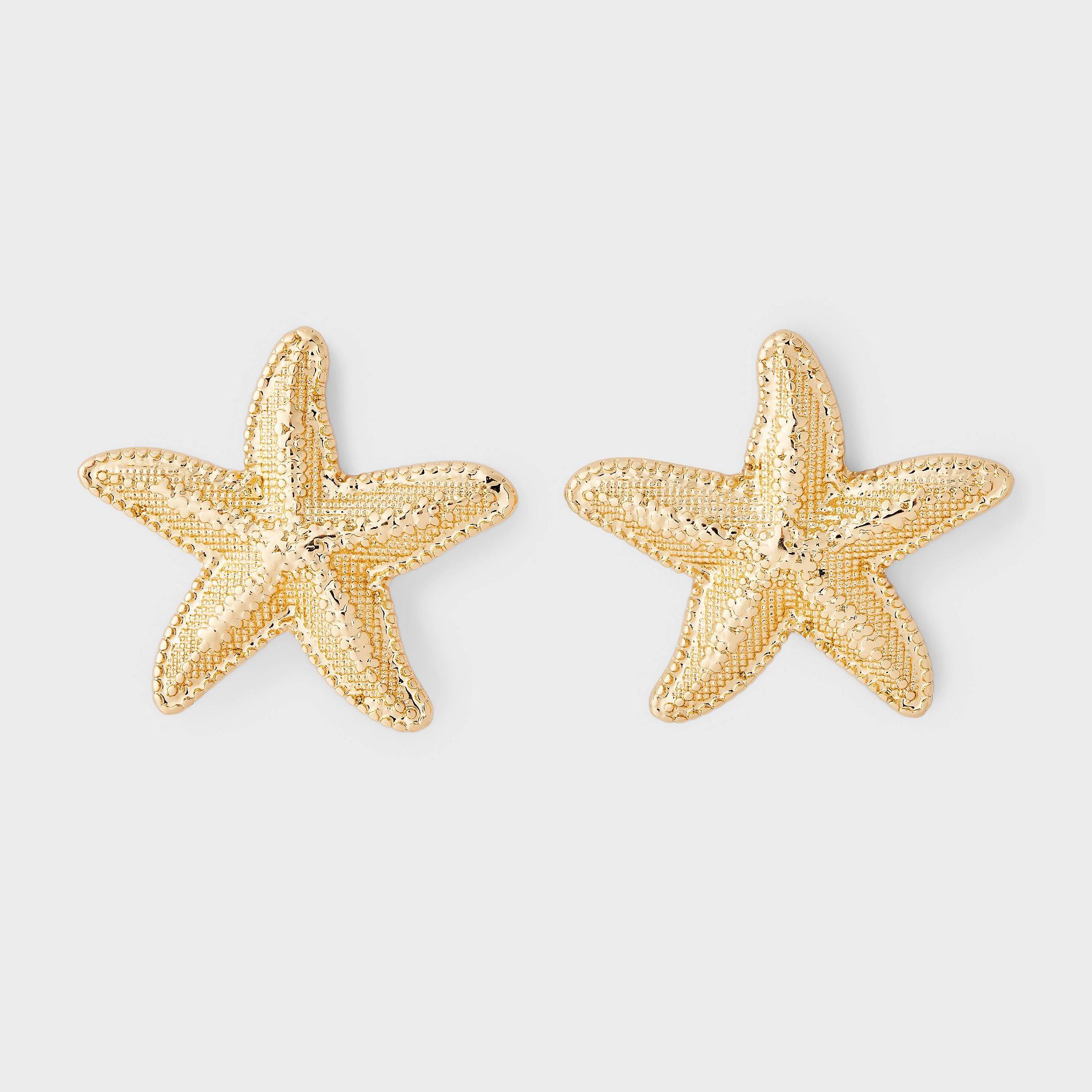 Textured Starfish Button Earring - A New Day™ Gold
