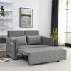 54" Modern Convertible Sofa Bed With 2 Detachable Arm Pockets Velvet Loveseat Sofa With Pull Out Bed 2 Pillows Adjustable Backrest Design Armrests - 2 of 4