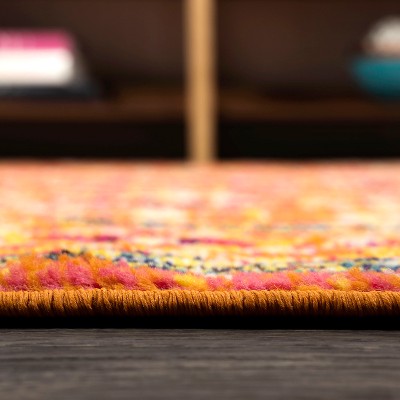 Brooklyn Orange and Blue Synthetic Medallion 8' x 10' Area Rug