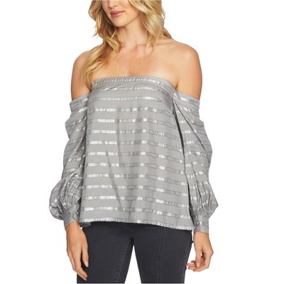 1.STATE Womens Metallic Knit Blouse