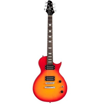 Monoprice 66 Classic V2 Cherry Electric Guitar with Gig Bag, Right, 6 Strings, Poplar Body, HH Pickups - Indio Series