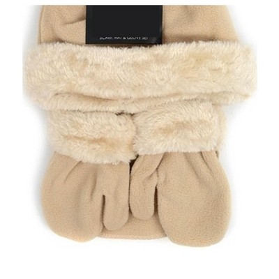 Toddler's 2-5 Solid Faux Fur Trimmed Mittens & Scarf Winter Set