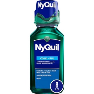 Vicks Nyquil Cold & Flu Nighttime Relief Liquid, Original Flavor 8 Oz - 1 of 4