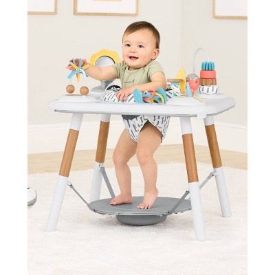 Montessori-Inspired White and Natural Wood Baby Activity Center