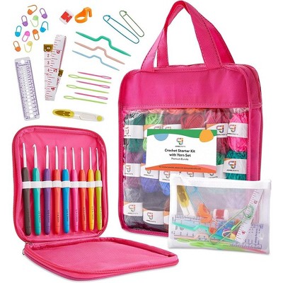 Jumblcrafts Crochet Starter Kit With Crochet Hooks And Yarn Set, Premium  Bundle Includes 24 Acrylic Yarn Balls, 9 Crochet Hooks, 6 Weaving Needles