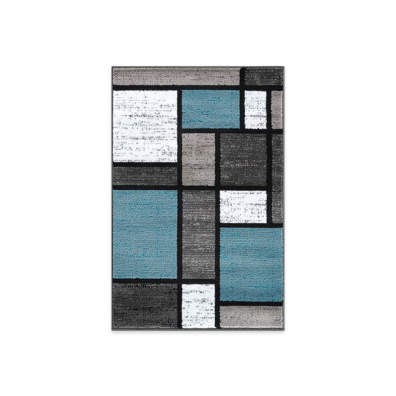 World Rug Gallery Contemporary Modern Boxed Color Block Area Rug, 1 of 10