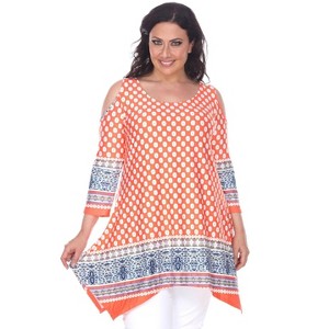 Women's Plus Size Antonia Cold Shoulder Tunic with Pockets - White Mark - 1 of 3