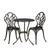 Outdoor Patio Dining Set for 2 People, Cast Dining Table Set with Aluminium Frame, 3 Pcs Dining Set with Chairs and Table-Coolbibila - 3 of 4