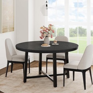 Round Dining Table for 4-47" Wood Circle Dinner Table with Metal Frame, Farmhouse Kitchen Dining Room Furniture for Home - 1 of 4